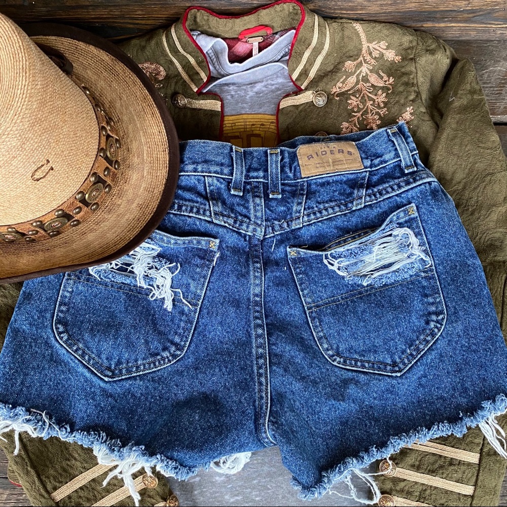 VINTAGE RIDER DENIM CUTOFF SHORTS MED WASH SZ 10